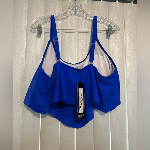 Rebdolls Vibrant Blue “prism” ruffle swim top - Picture 3 of 8